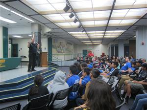 CTE Director talking to group of students 